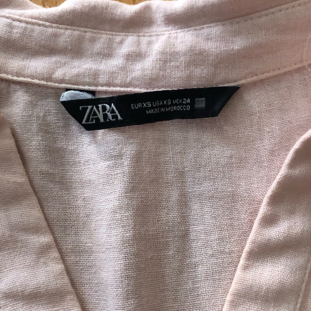 Zara Pale Blush Button-Front Tiered Dress - Picture 3 of 6